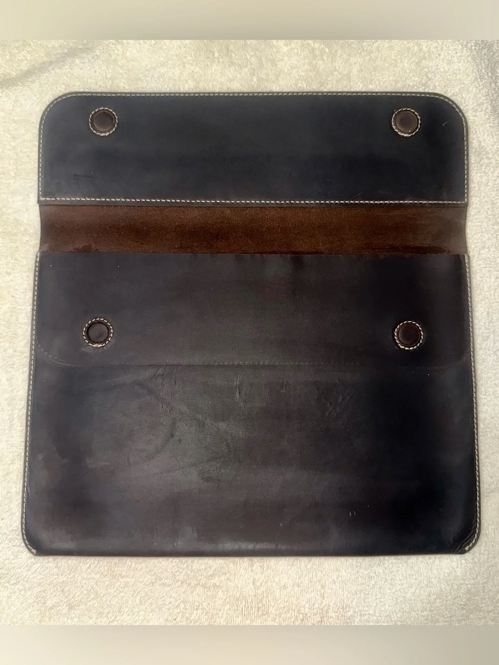 Black Genuine Leather 14 Laptop Sleeve Case iPad Pro 12.9 13 Mountain Folio Bag